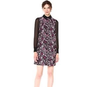 Nanette Lepore Pink and Black Jacquard Dress with Collar, size 4